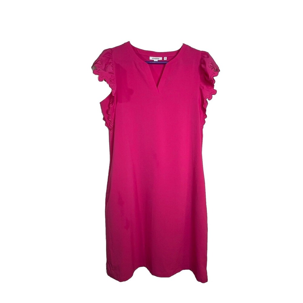 Chicos Barbie Pink Ruffle Dress sz 0 s 4 No issues resort wear
